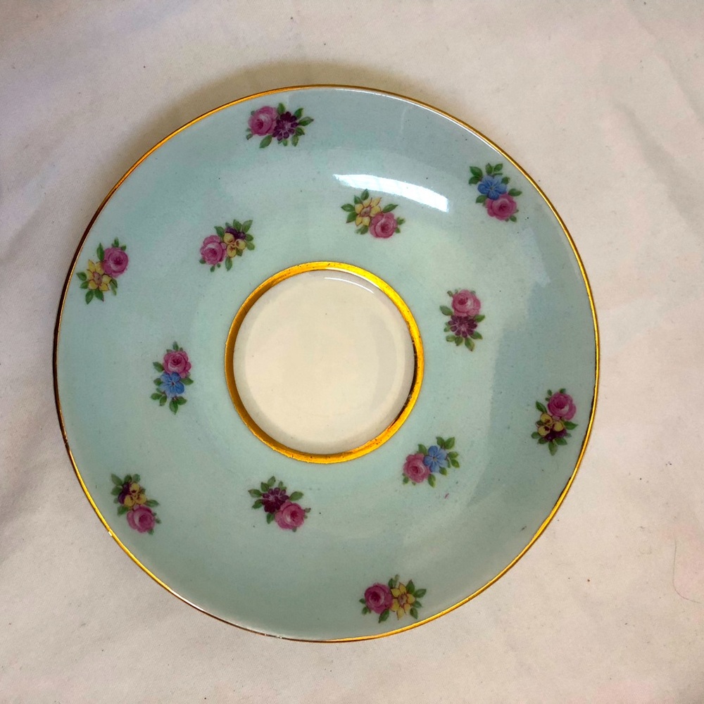 Colclough China Tea Cup Saucer Sky Blue Scattered Floral Buds Gold Edge England - Picture 6 of 15